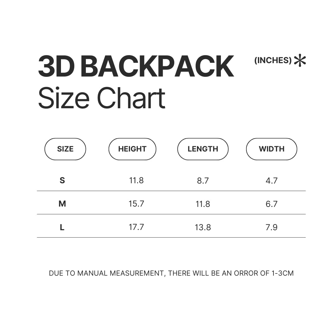 3D Backpack Size Chart - Animal Crossing UK Store