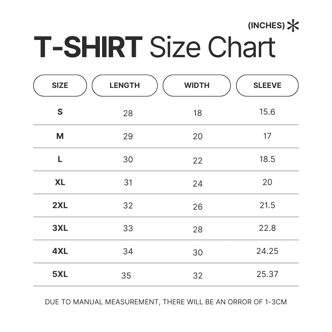 T shirt Size Chart - Animal Crossing UK Store