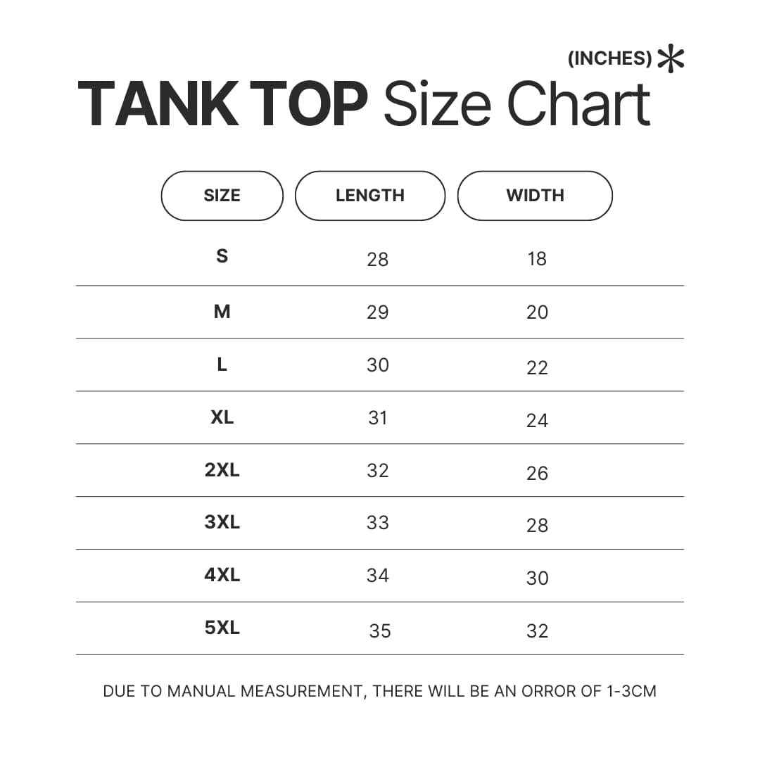 Tank Top Size Chart - Animal Crossing UK Store