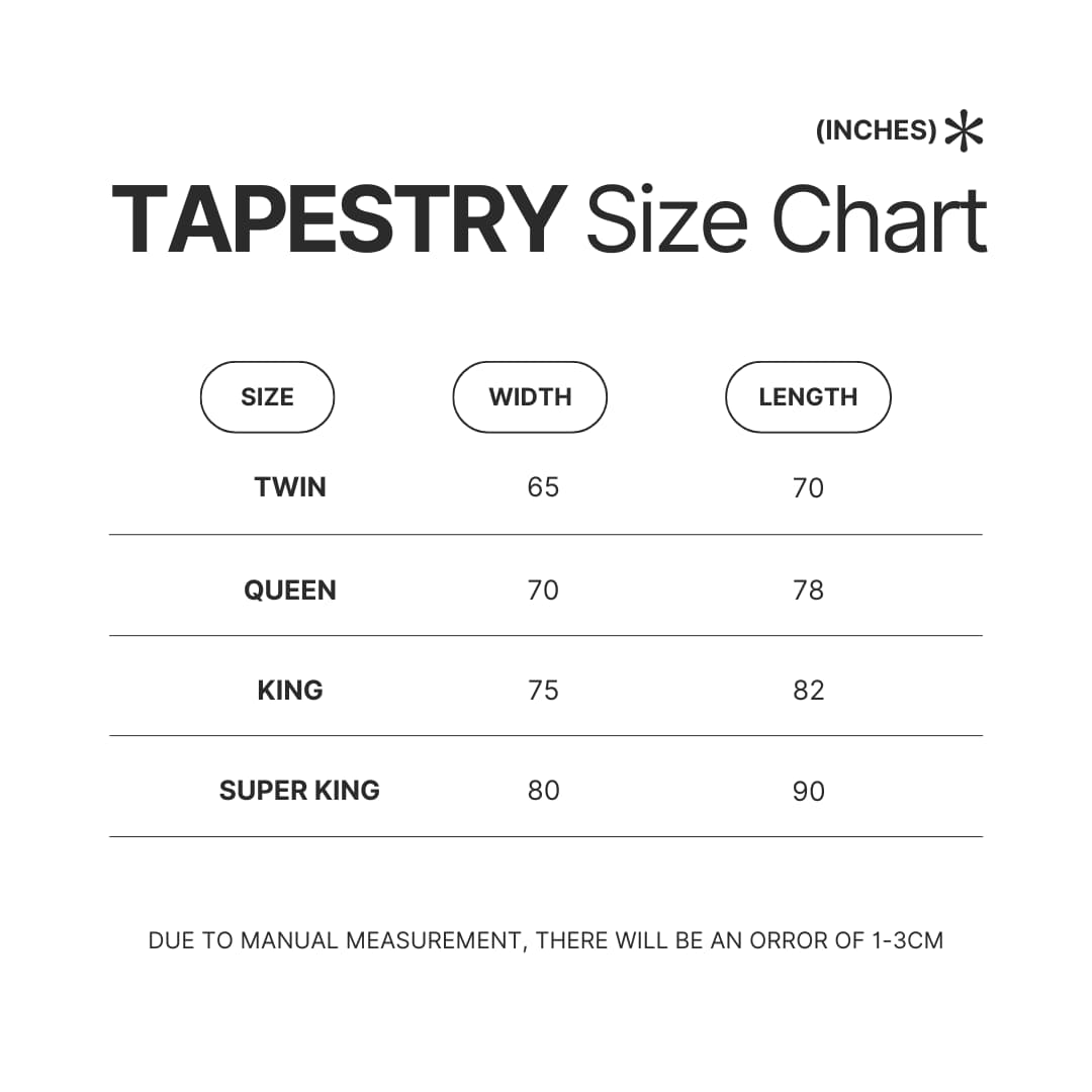 Tapestry Size Chart - Animal Crossing UK Store