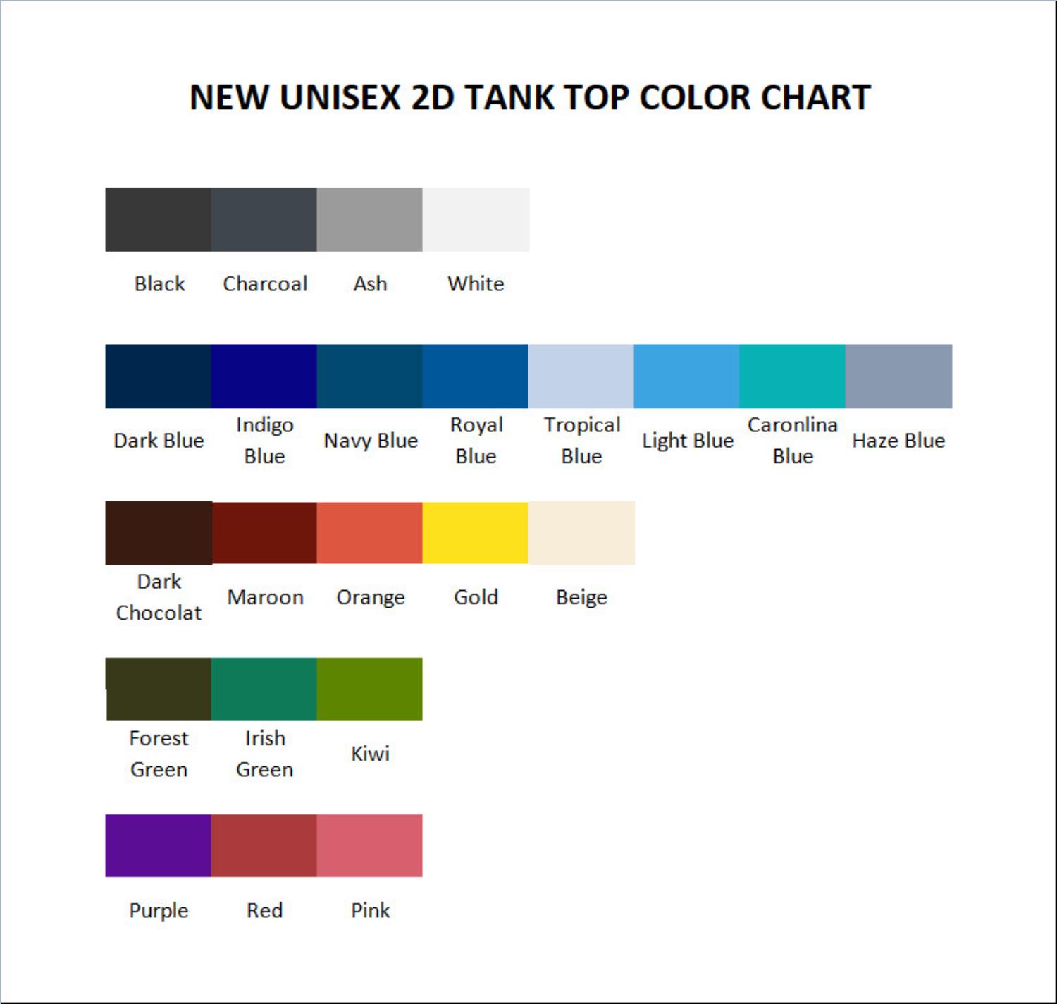 tank top color chart - Animal Crossing UK Store