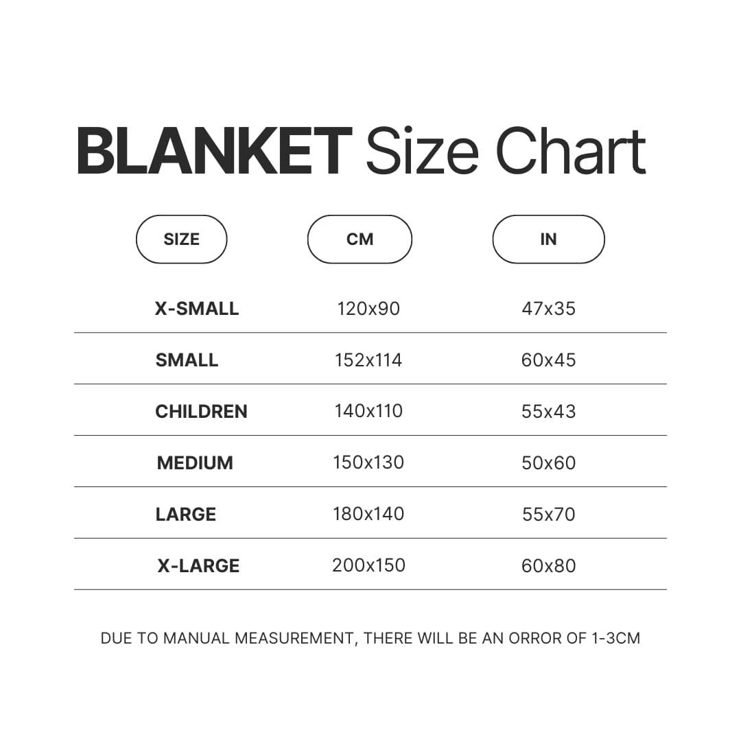 Blanket Size Chart - Animal Crossing UK Store