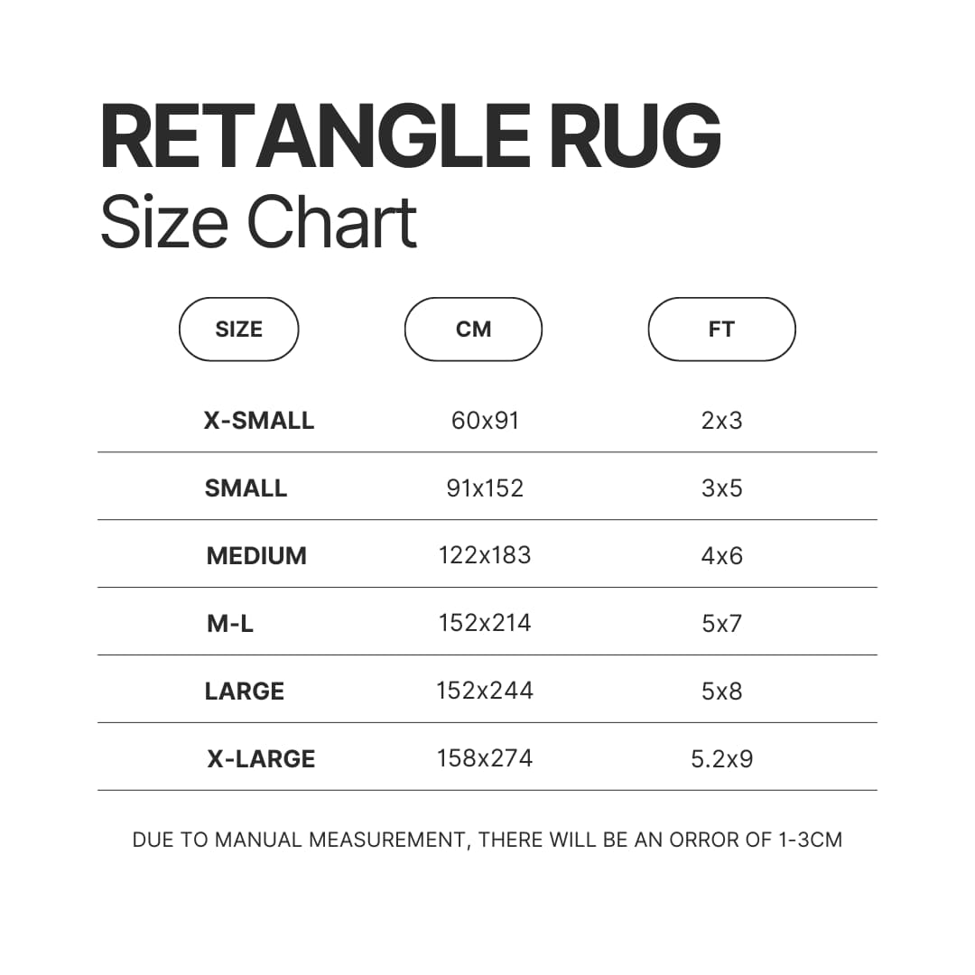 Retangle Rug Size Chart - Animal Crossing UK Store