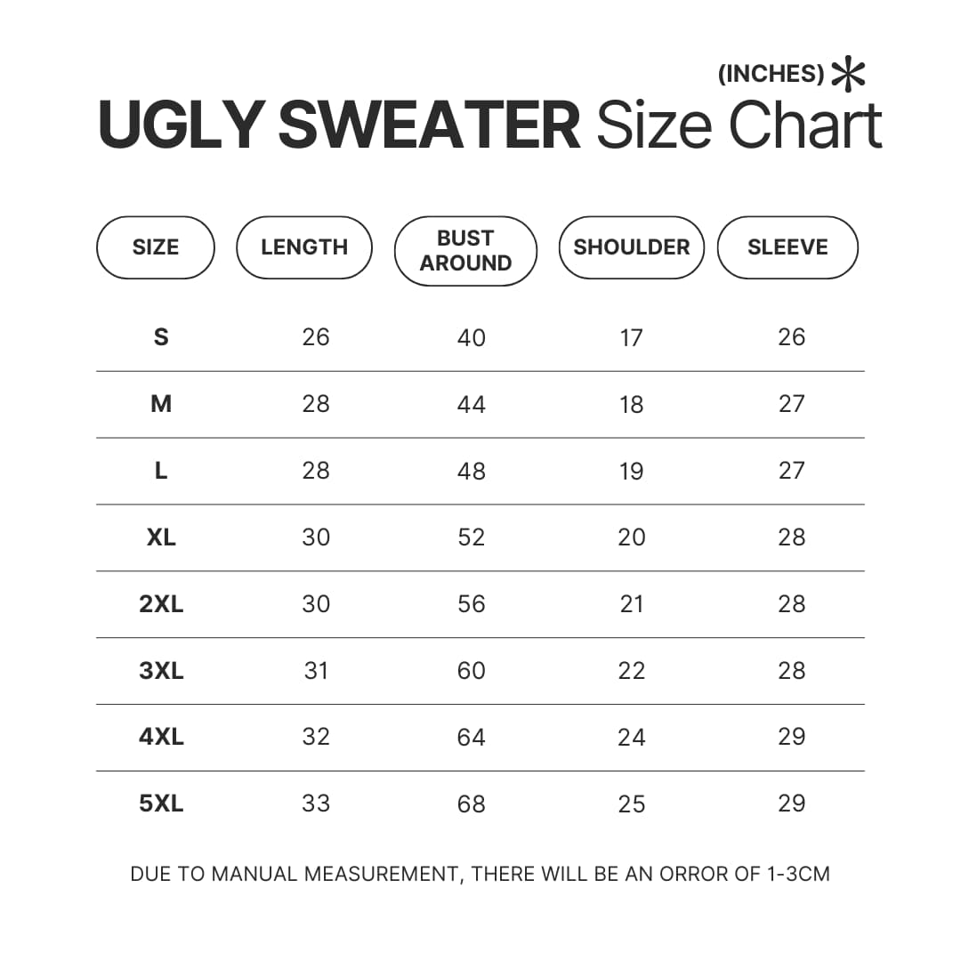 Ugly Sweater Size Chart - Animal Crossing UK Store
